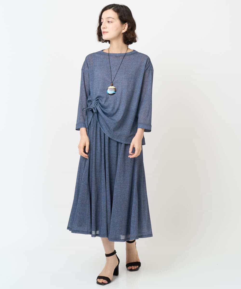 NHHJB83360 GIANNI LO GIUDICE(小さいサイズ)(メゾン ドゥ サンク) [セットアップ対応]デニムライクプリントスカート ネイビー