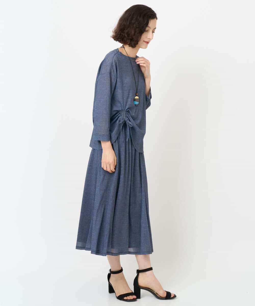 NHHJB83360 GIANNI LO GIUDICE(小さいサイズ)(メゾン ドゥ サンク) [セットアップ対応]デニムライクプリントスカート ネイビー