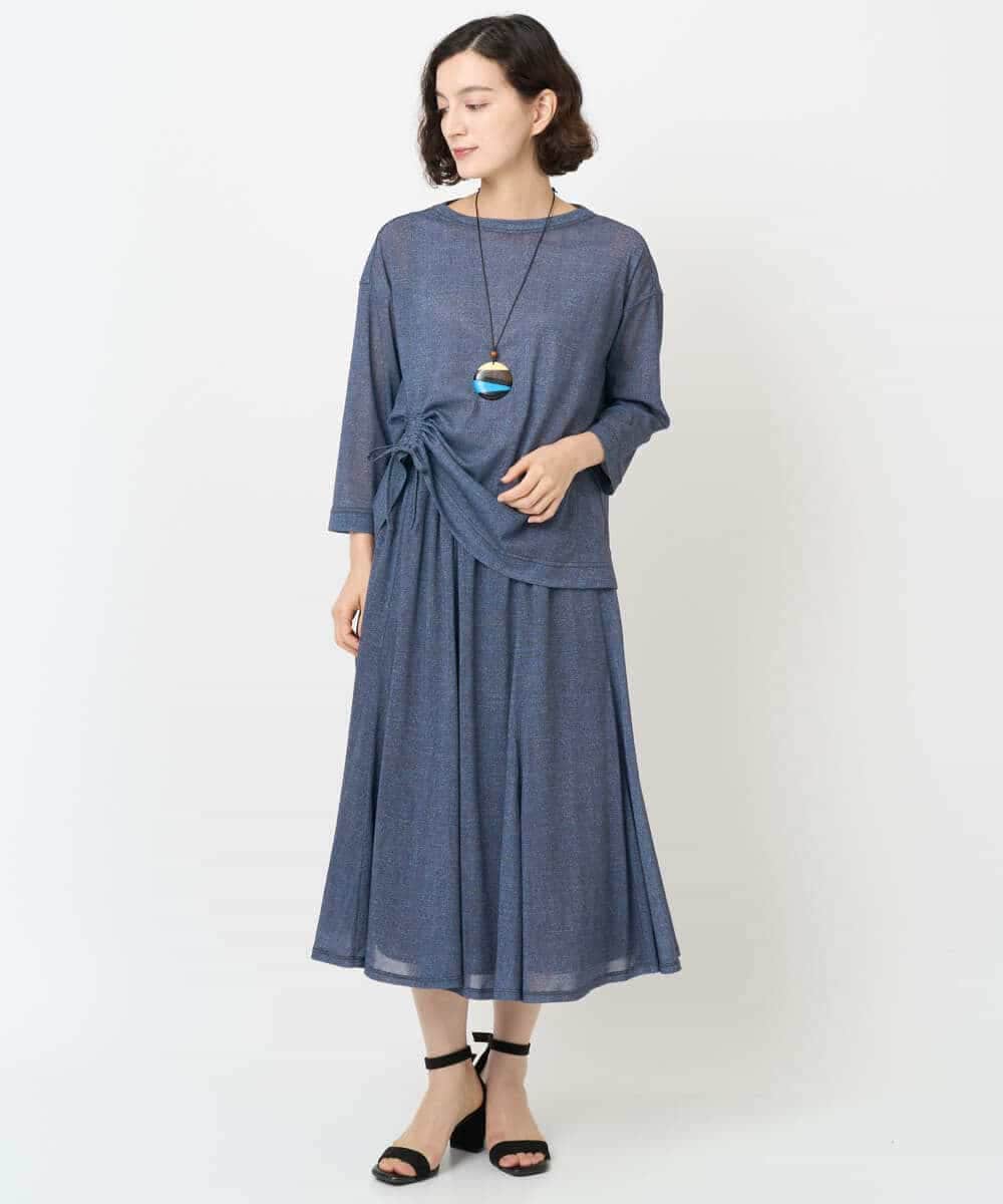 NHHJB83360 GIANNI LO GIUDICE(小さいサイズ)(メゾン ドゥ サンク) [セットアップ対応]デニムライクプリントスカート ネイビー
