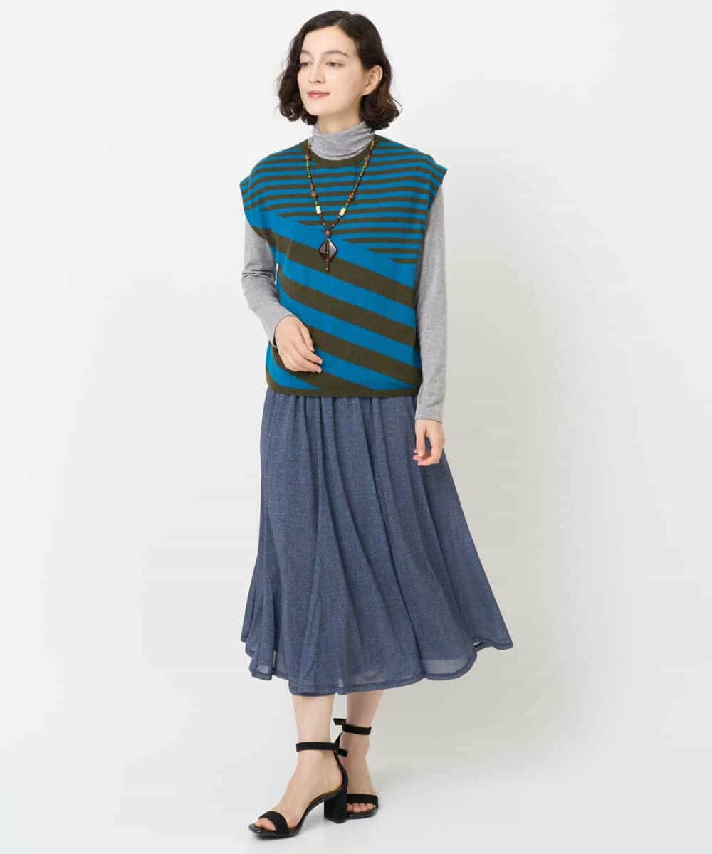 NHHJB83360 GIANNI LO GIUDICE(小さいサイズ)(メゾン ドゥ サンク) [セットアップ対応]デニムライクプリントスカート ネイビー
