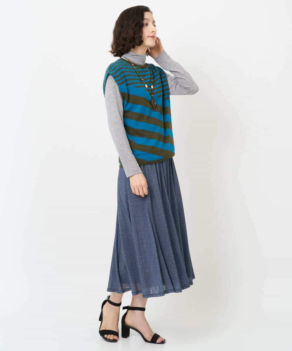 NHHJB83360 GIANNI LO GIUDICE(小さいサイズ)(メゾン ドゥ サンク) [セットアップ対応]デニムライクプリントスカート ネイビー