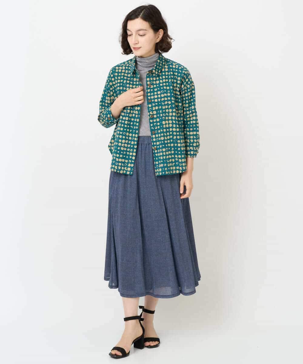 NHHJB83360 GIANNI LO GIUDICE(小さいサイズ)(メゾン ドゥ サンク) [セットアップ対応]デニムライクプリントスカート ネイビー
