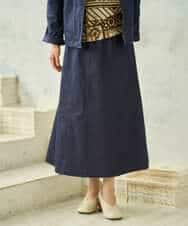 NHHJD14300 GIANNI LO GIUDICE(小さいサイズ)(メゾン ドゥ サンク) [セットアップ対応]デニムライクシャンブレースカート ネイビー