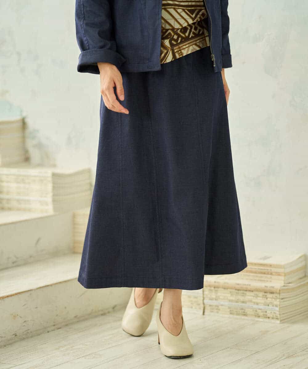 NHHJD14300 GIANNI LO GIUDICE(小さいサイズ)(メゾン ドゥ サンク) [セットアップ対応]デニムライクシャンブレースカート ネイビー