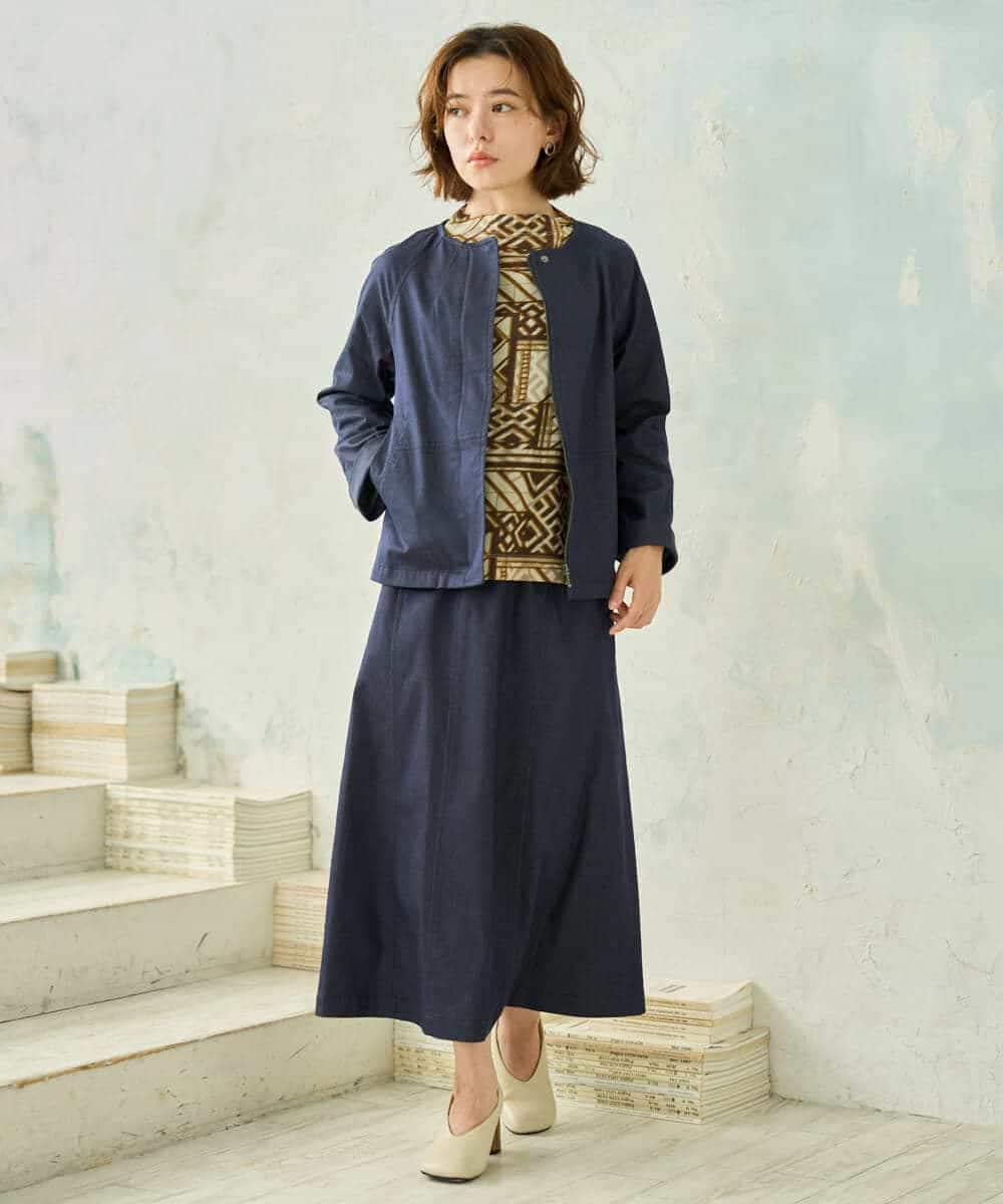NHHJD14300 GIANNI LO GIUDICE(小さいサイズ)(メゾン ドゥ サンク) [セットアップ対応]デニムライクシャンブレースカート ネイビー