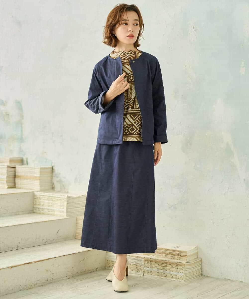 NHHJD14300 GIANNI LO GIUDICE(小さいサイズ)(メゾン ドゥ サンク) [セットアップ対応]デニムライクシャンブレースカート ネイビー