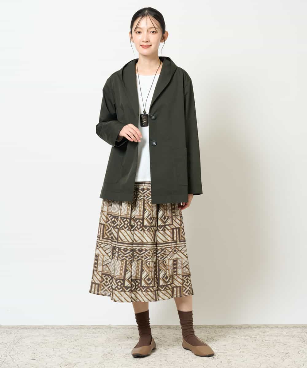 NHHJD15330 GIANNI LO GIUDICE(小さいサイズ)(メゾン ドゥ サンク) [日本製]チュールトライバルプリントスカート ブラウン