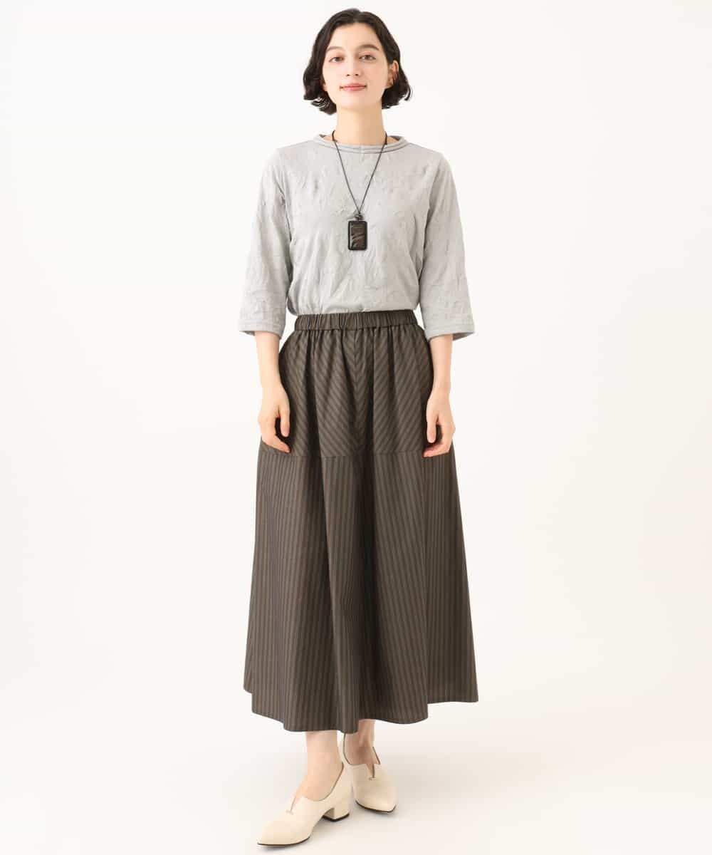 NHHJD16330 GIANNI LO GIUDICE(小さいサイズ)(メゾン ドゥ サンク) レジメンストライプスカート ベージュ