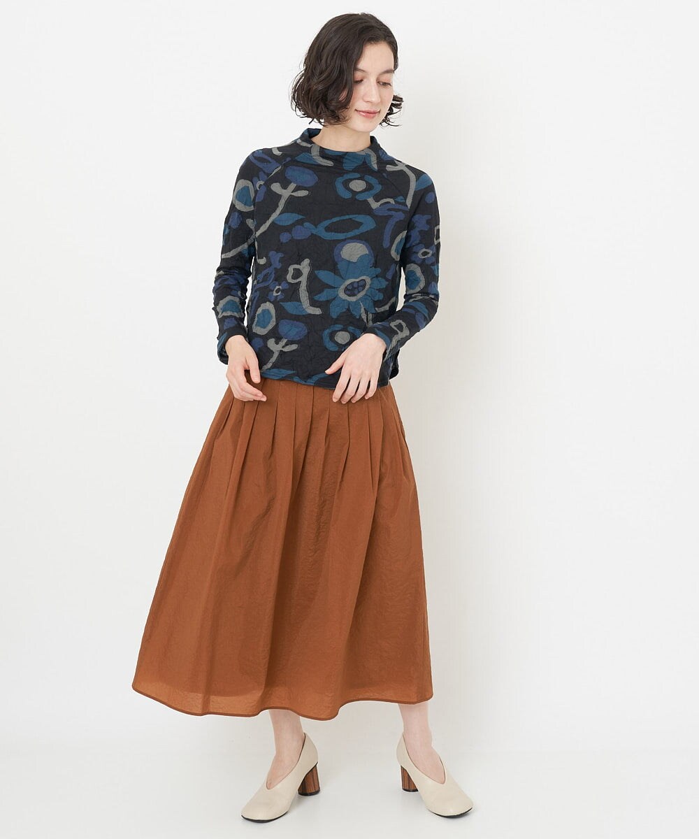 NHHJS01270 GIANNI LO GIUDICE(小さいサイズ)(メゾン ドゥ サンク) [日本製]ペーパークロスナイロンスカート オレンジブラウン