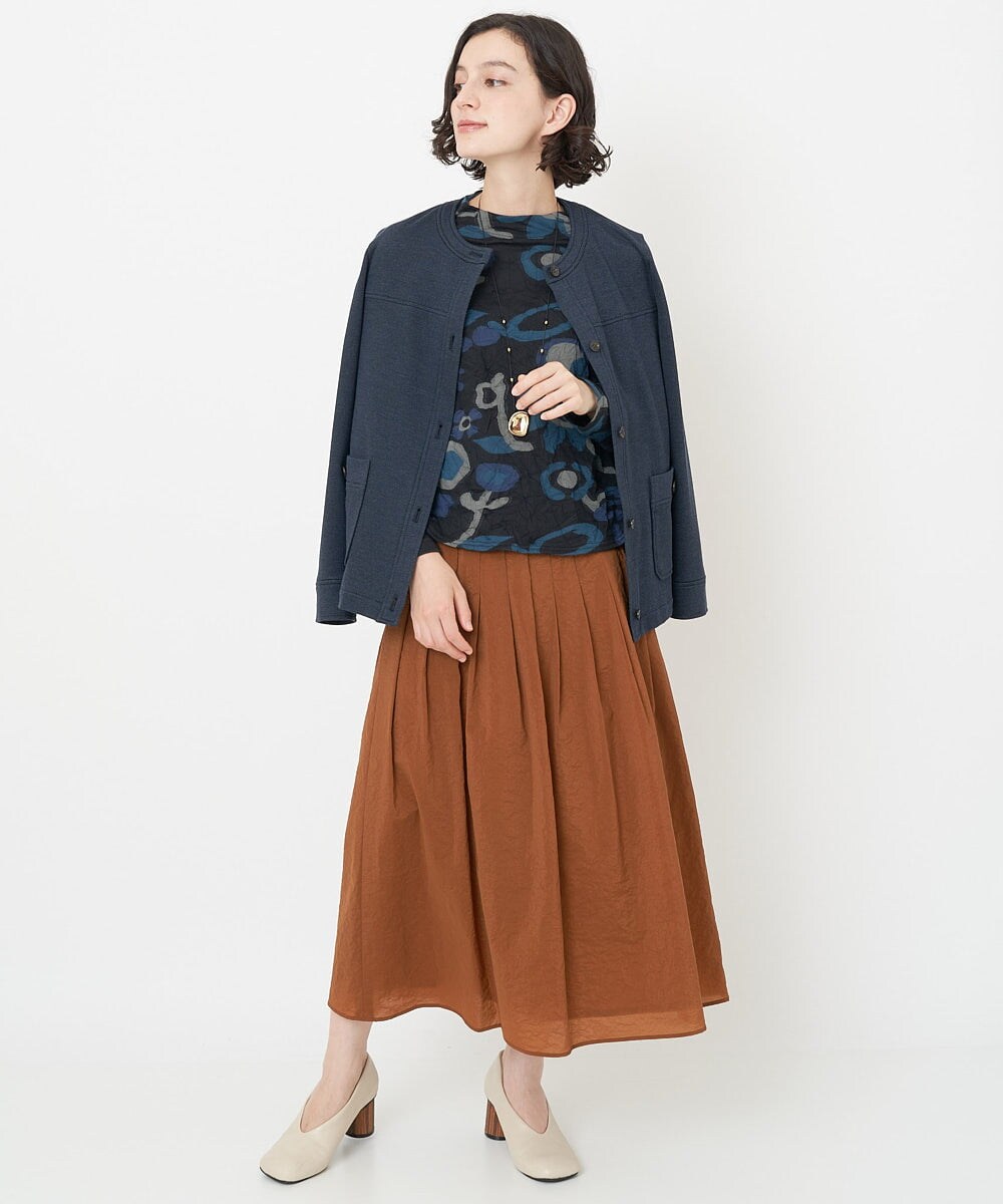 NHHJS01270 GIANNI LO GIUDICE(小さいサイズ)(メゾン ドゥ サンク) [日本製]ペーパークロスナイロンスカート オレンジブラウン
