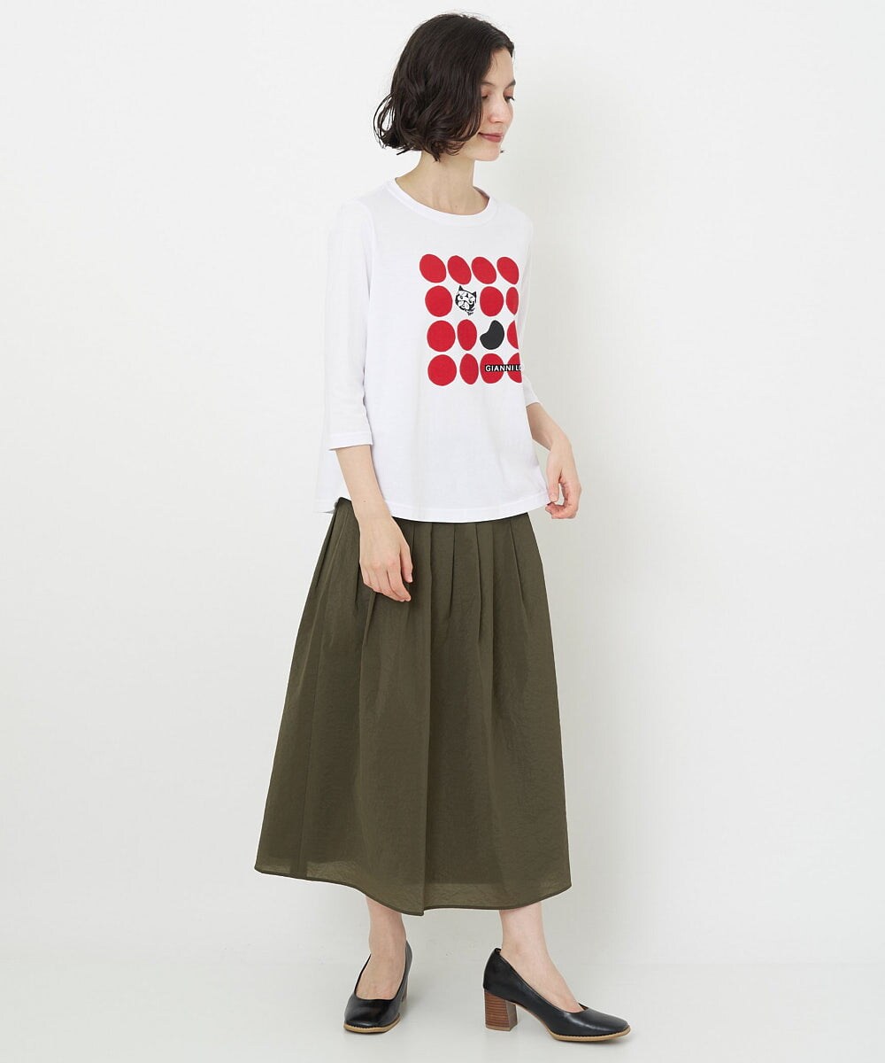 NHHJS01270 GIANNI LO GIUDICE(小さいサイズ)(メゾン ドゥ サンク) [日本製]ペーパークロスナイロンスカート オレンジブラウン