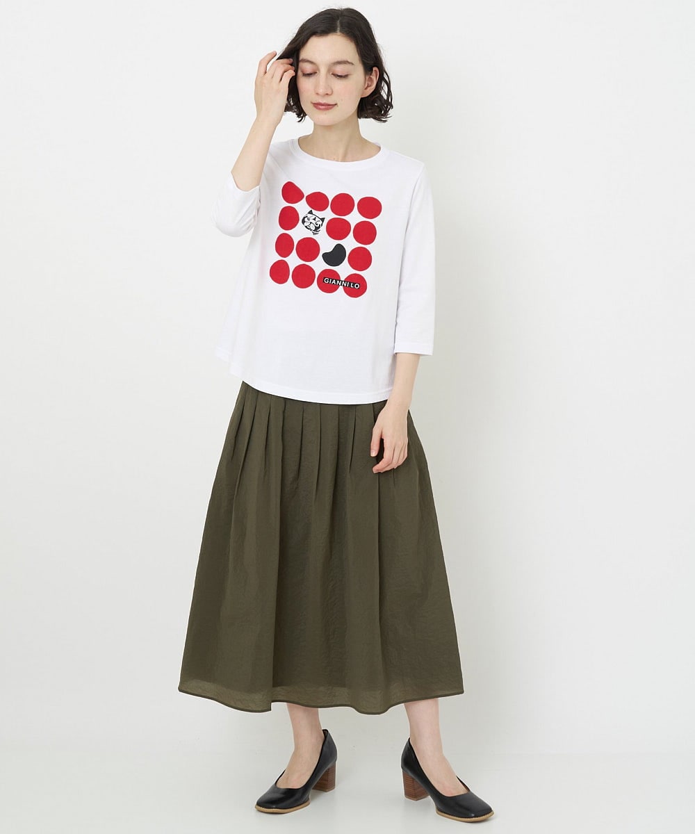 NHHJS01270 GIANNI LO GIUDICE(小さいサイズ)(メゾン ドゥ サンク) [日本製]ペーパークロスナイロンスカート オレンジブラウン