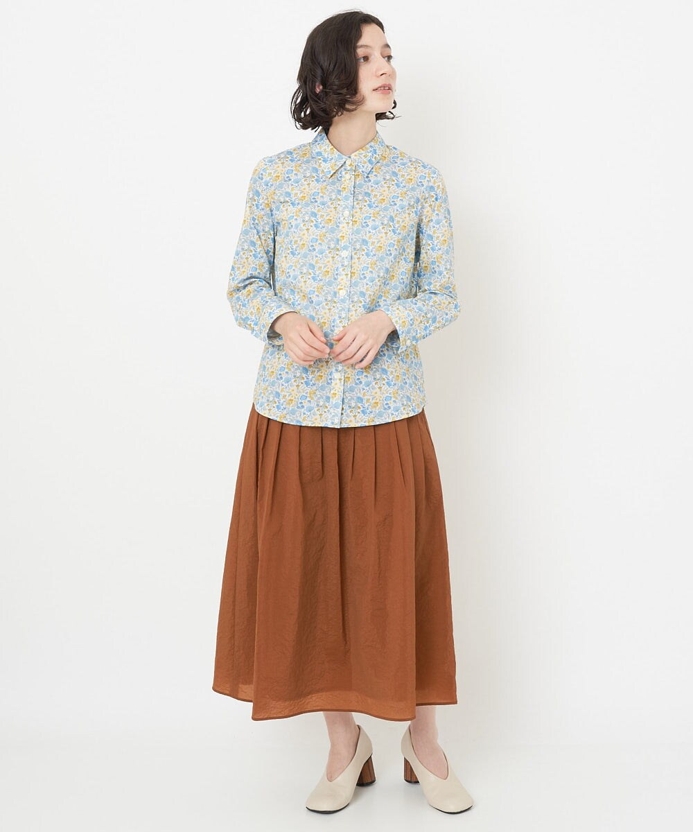NHHJS01270 GIANNI LO GIUDICE(小さいサイズ)(メゾン ドゥ サンク) [日本製]ペーパークロスナイロンスカート オレンジブラウン