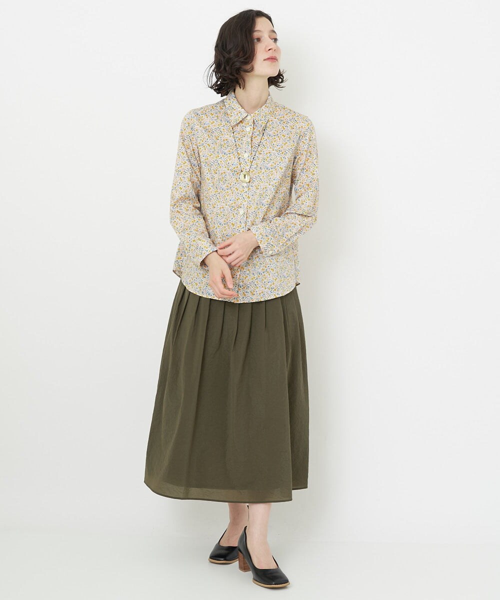 NHHJS01270 GIANNI LO GIUDICE(小さいサイズ)(メゾン ドゥ サンク) [日本製]ペーパークロスナイロンスカート オレンジブラウン