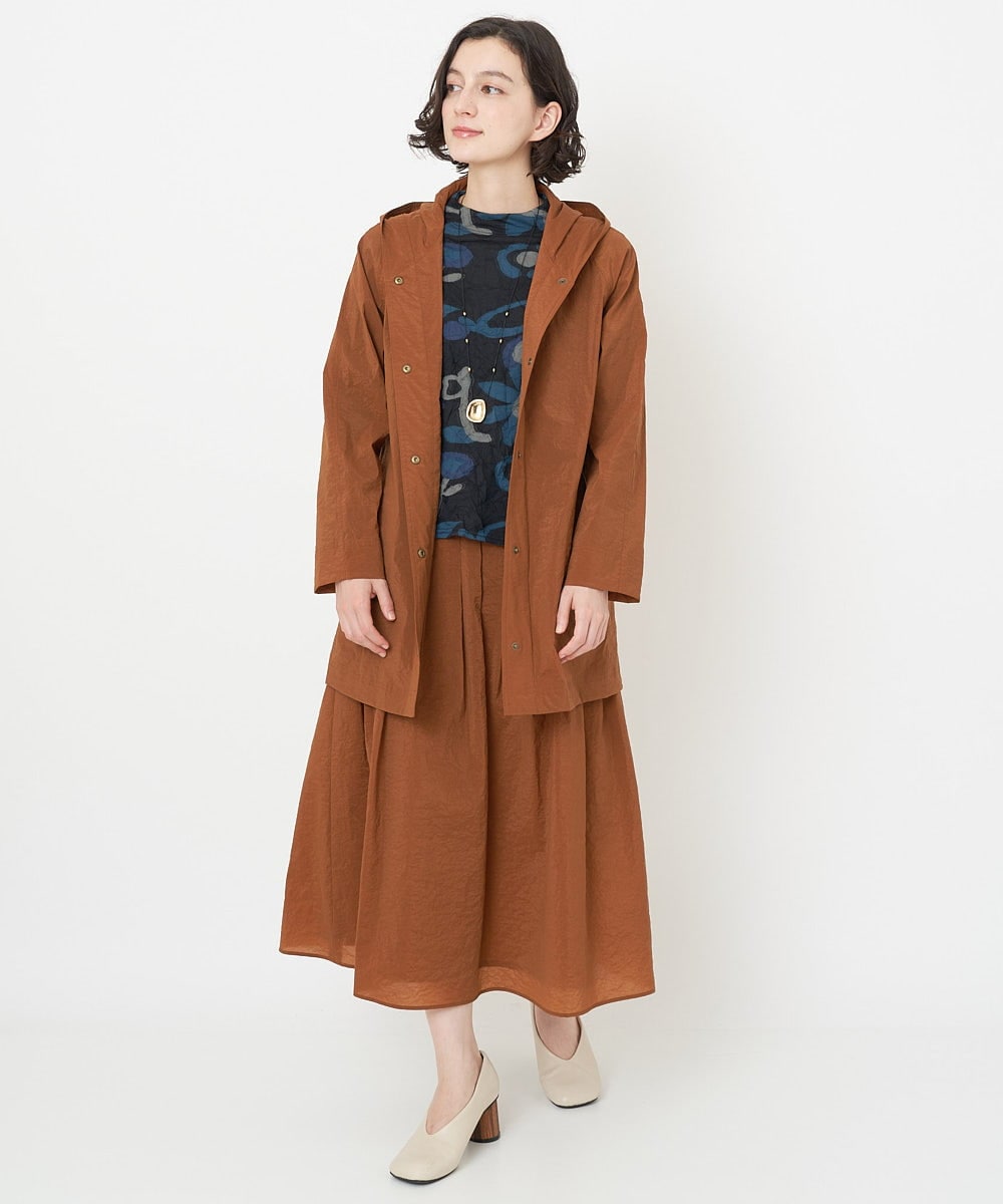 NHHJS01270 GIANNI LO GIUDICE(小さいサイズ)(メゾン ドゥ サンク) [日本製]ペーパークロスナイロンスカート オレンジブラウン