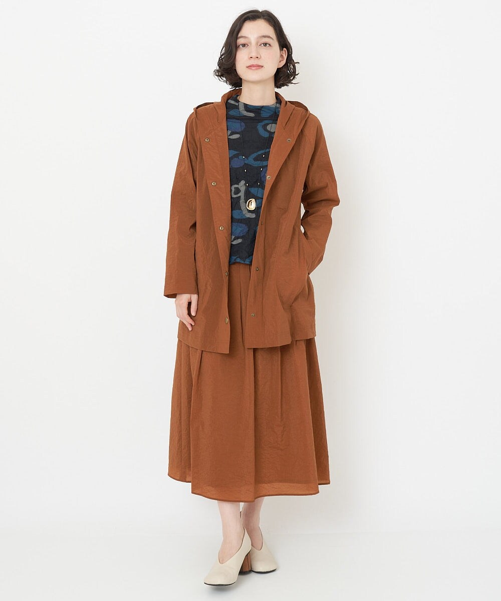 NHHJS01270 GIANNI LO GIUDICE(小さいサイズ)(メゾン ドゥ サンク) [日本製]ペーパークロスナイロンスカート オレンジブラウン