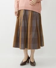 NHHJU21330 GIANNI LO GIUDICE(小さいサイズ)(メゾン ドゥ サンク) 先染めチェックギャバジンスカート ブラウン系