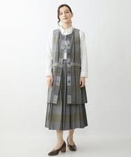 NHHJU21330 GIANNI LO GIUDICE(小さいサイズ)(メゾン ドゥ サンク) 先染めチェックギャバジンスカート ブラウン系