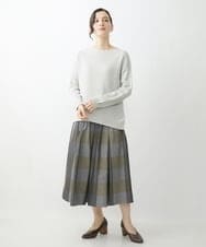 NHHJU21330 GIANNI LO GIUDICE(小さいサイズ)(メゾン ドゥ サンク) 先染めチェックギャバジンスカート ブラウン系