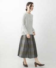 NHHJU21330 GIANNI LO GIUDICE(小さいサイズ)(メゾン ドゥ サンク) 先染めチェックギャバジンスカート ブラウン系