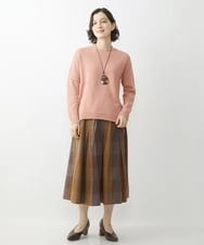 NHHJU21330 GIANNI LO GIUDICE(小さいサイズ)(メゾン ドゥ サンク) 先染めチェックギャバジンスカート ブラウン系