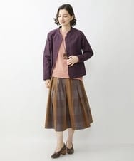 NHHJU21330 GIANNI LO GIUDICE(小さいサイズ)(メゾン ドゥ サンク) 先染めチェックギャバジンスカート ブラウン系