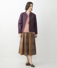 NHHJU21330 GIANNI LO GIUDICE(小さいサイズ)(メゾン ドゥ サンク) 先染めチェックギャバジンスカート ブラウン系