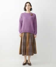 NHHJU21330 GIANNI LO GIUDICE(小さいサイズ)(メゾン ドゥ サンク) 先染めチェックギャバジンスカート ブラウン系