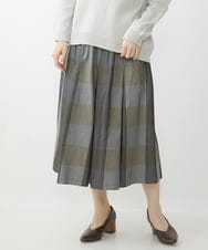 NHHJU21330 GIANNI LO GIUDICE(小さいサイズ)(メゾン ドゥ サンク) 先染めチェックギャバジンスカート ブラウン系