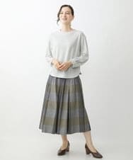 NHHJU21330 GIANNI LO GIUDICE(小さいサイズ)(メゾン ドゥ サンク) 先染めチェックギャバジンスカート ブラウン系