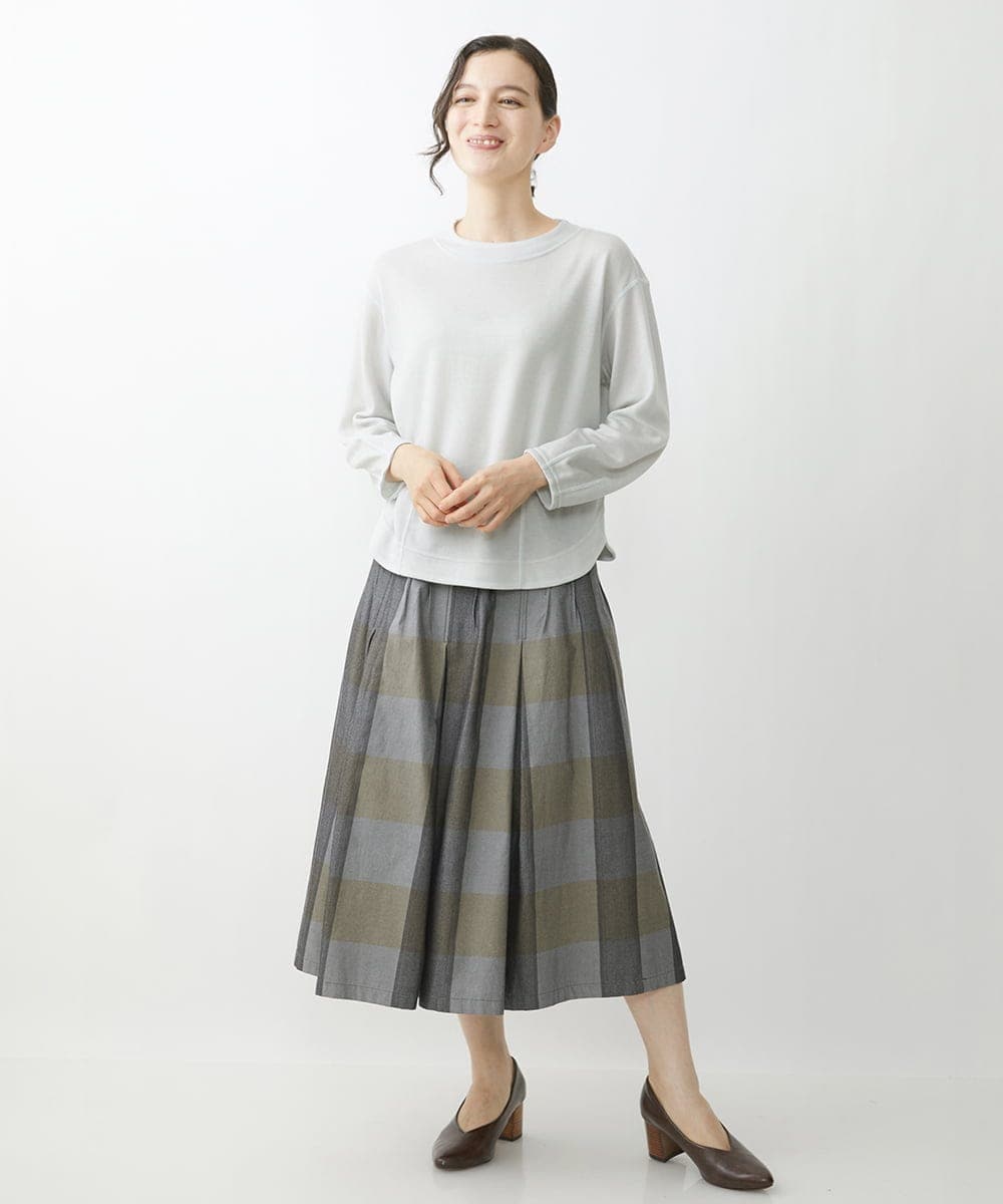 NHHJU21330 GIANNI LO GIUDICE(小さいサイズ)(メゾン ドゥ サンク) 先染めチェックギャバジンスカート ブラウン系