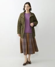 NHHJU21330 GIANNI LO GIUDICE(小さいサイズ)(メゾン ドゥ サンク) 先染めチェックギャバジンスカート ブラウン系