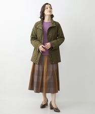 NHHJU21330 GIANNI LO GIUDICE(小さいサイズ)(メゾン ドゥ サンク) 先染めチェックギャバジンスカート ブラウン系