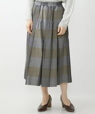 NHHJU21330 GIANNI LO GIUDICE(小さいサイズ)(メゾン ドゥ サンク) 先染めチェックギャバジンスカート ブラウン系