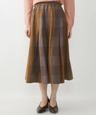 NHHJU21330 GIANNI LO GIUDICE(小さいサイズ)(メゾン ドゥ サンク) 先染めチェックギャバジンスカート ブラウン系
