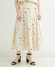 NHHJU81250 GIANNI LO GIUDICE(小さいサイズ)(メゾン ドゥ サンク) [セットアップ対応]スラブコットンドット刺繍タックギャザースカート アイボリー