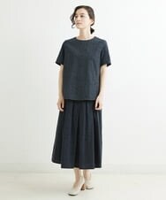 NHHJU81250 GIANNI LO GIUDICE(小さいサイズ)(メゾン ドゥ サンク) [セットアップ対応]スラブコットンドット刺繍タックギャザースカート アイボリー