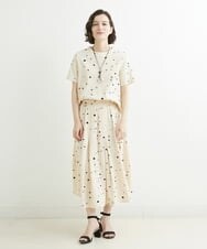 NHHJU81250 GIANNI LO GIUDICE(小さいサイズ)(メゾン ドゥ サンク) [セットアップ対応]スラブコットンドット刺繍タックギャザースカート アイボリー