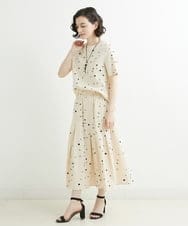 NHHJU81250 GIANNI LO GIUDICE(小さいサイズ)(メゾン ドゥ サンク) [セットアップ対応]スラブコットンドット刺繍タックギャザースカート アイボリー