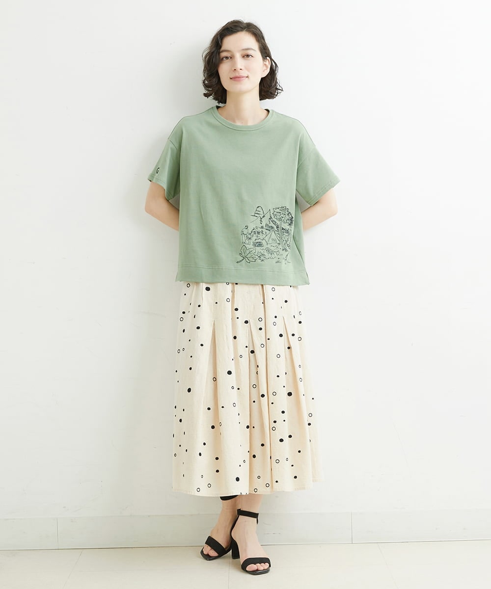 NHHJU81250 GIANNI LO GIUDICE(小さいサイズ)(メゾン ドゥ サンク) [セットアップ対応]スラブコットンドット刺繍タックギャザースカート アイボリー