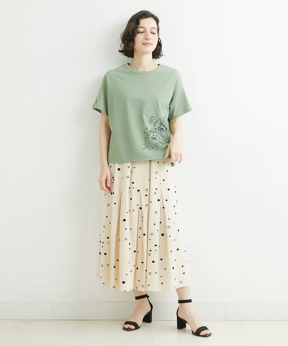 NHHJU81250 GIANNI LO GIUDICE(小さいサイズ)(メゾン ドゥ サンク) [セットアップ対応]スラブコットンドット刺繍タックギャザースカート アイボリー