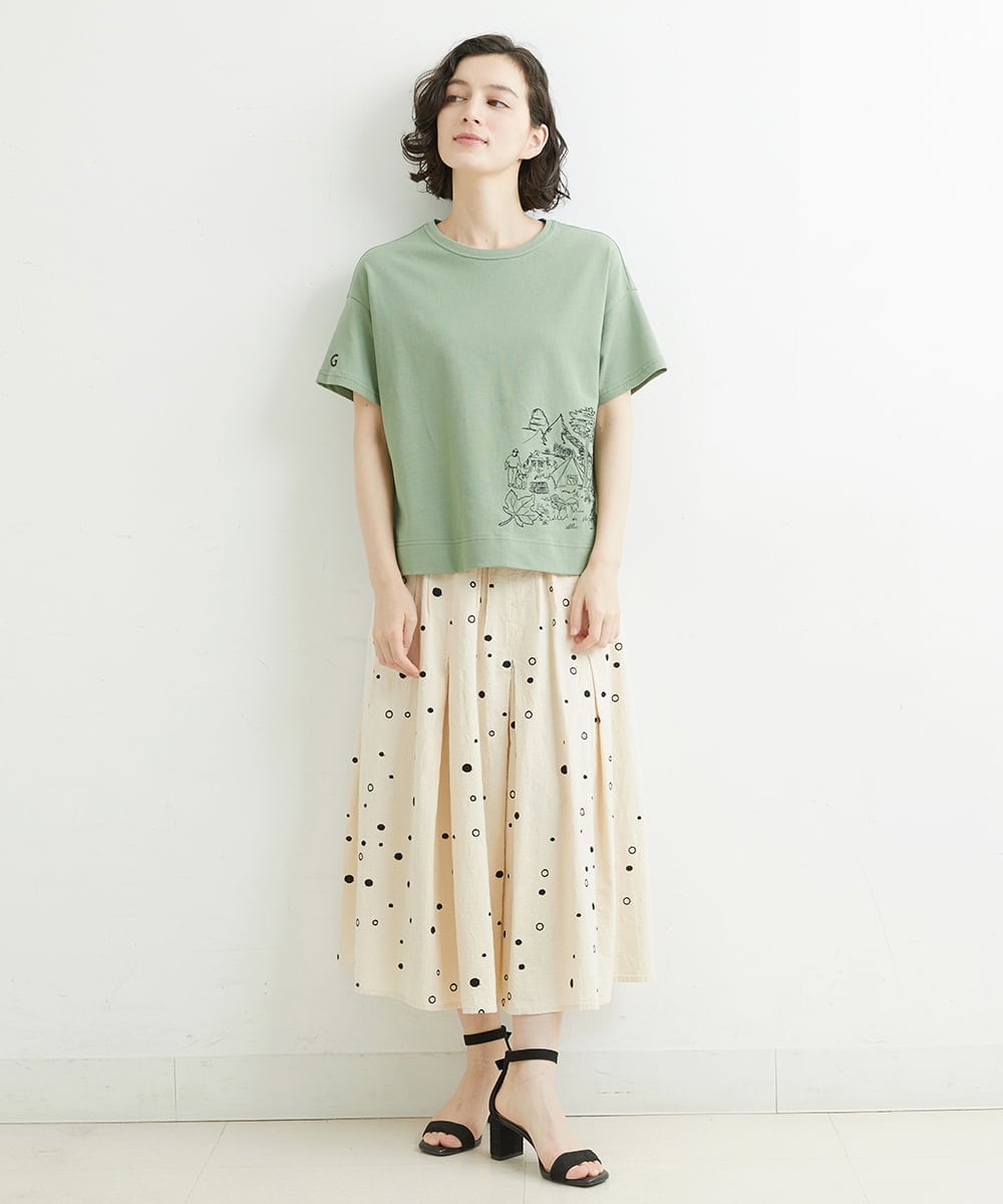 NHHJU81250 GIANNI LO GIUDICE(小さいサイズ)(メゾン ドゥ サンク) [セットアップ対応]スラブコットンドット刺繍タックギャザースカート アイボリー