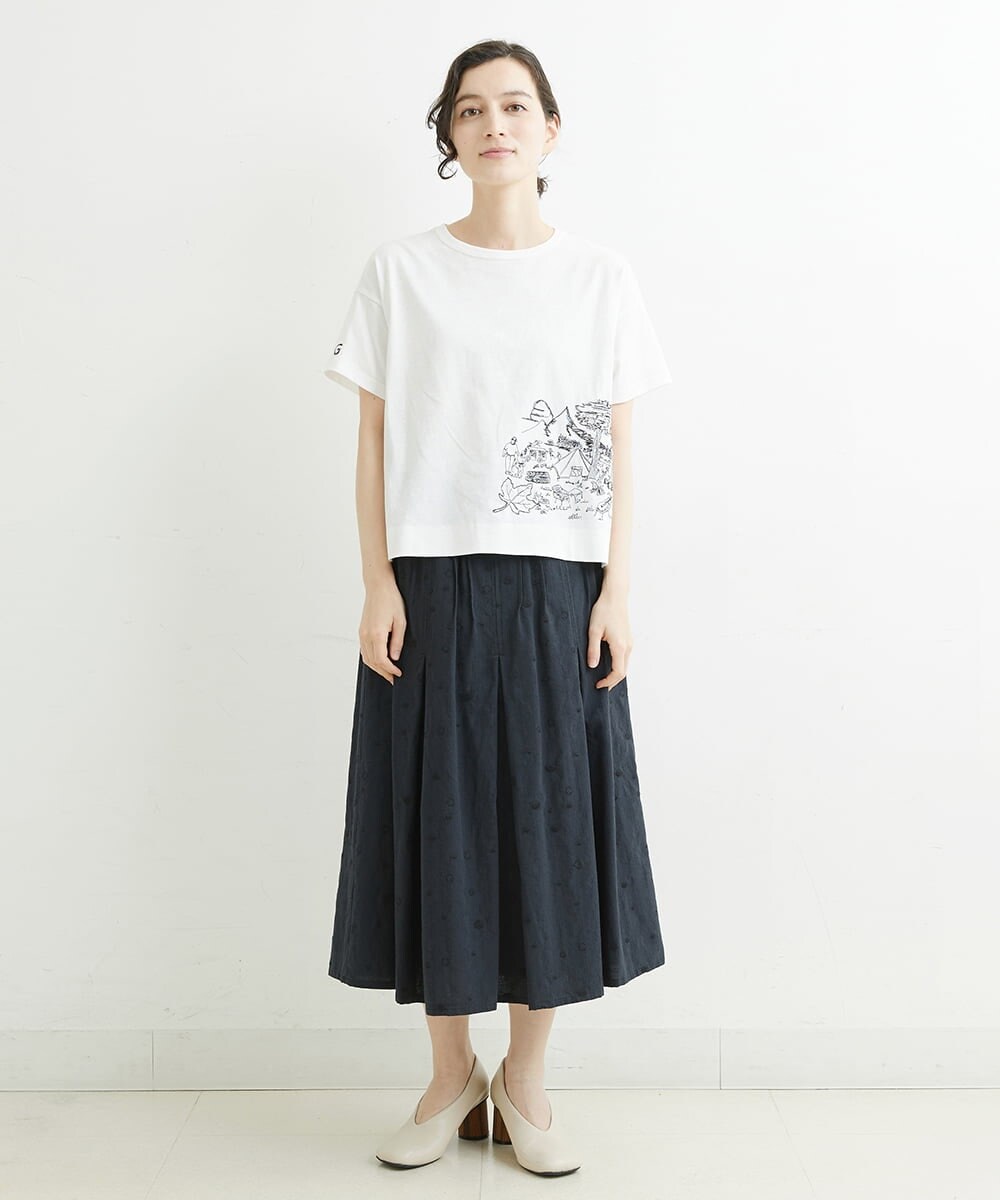 NHHJU81250 GIANNI LO GIUDICE(小さいサイズ)(メゾン ドゥ サンク) [セットアップ対応]スラブコットンドット刺繍タックギャザースカート アイボリー