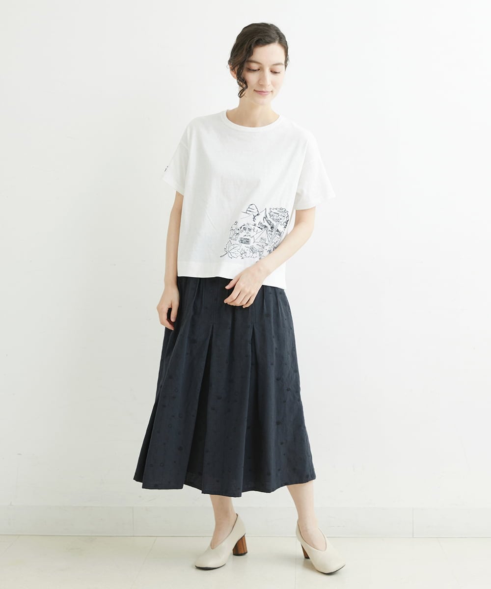 NHHJU81250 GIANNI LO GIUDICE(小さいサイズ)(メゾン ドゥ サンク) [セットアップ対応]スラブコットンドット刺繍タックギャザースカート アイボリー