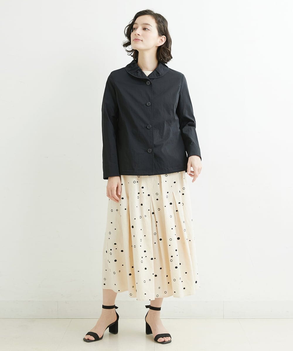 NHHJU81250 GIANNI LO GIUDICE(小さいサイズ)(メゾン ドゥ サンク) [セットアップ対応]スラブコットンドット刺繍タックギャザースカート アイボリー