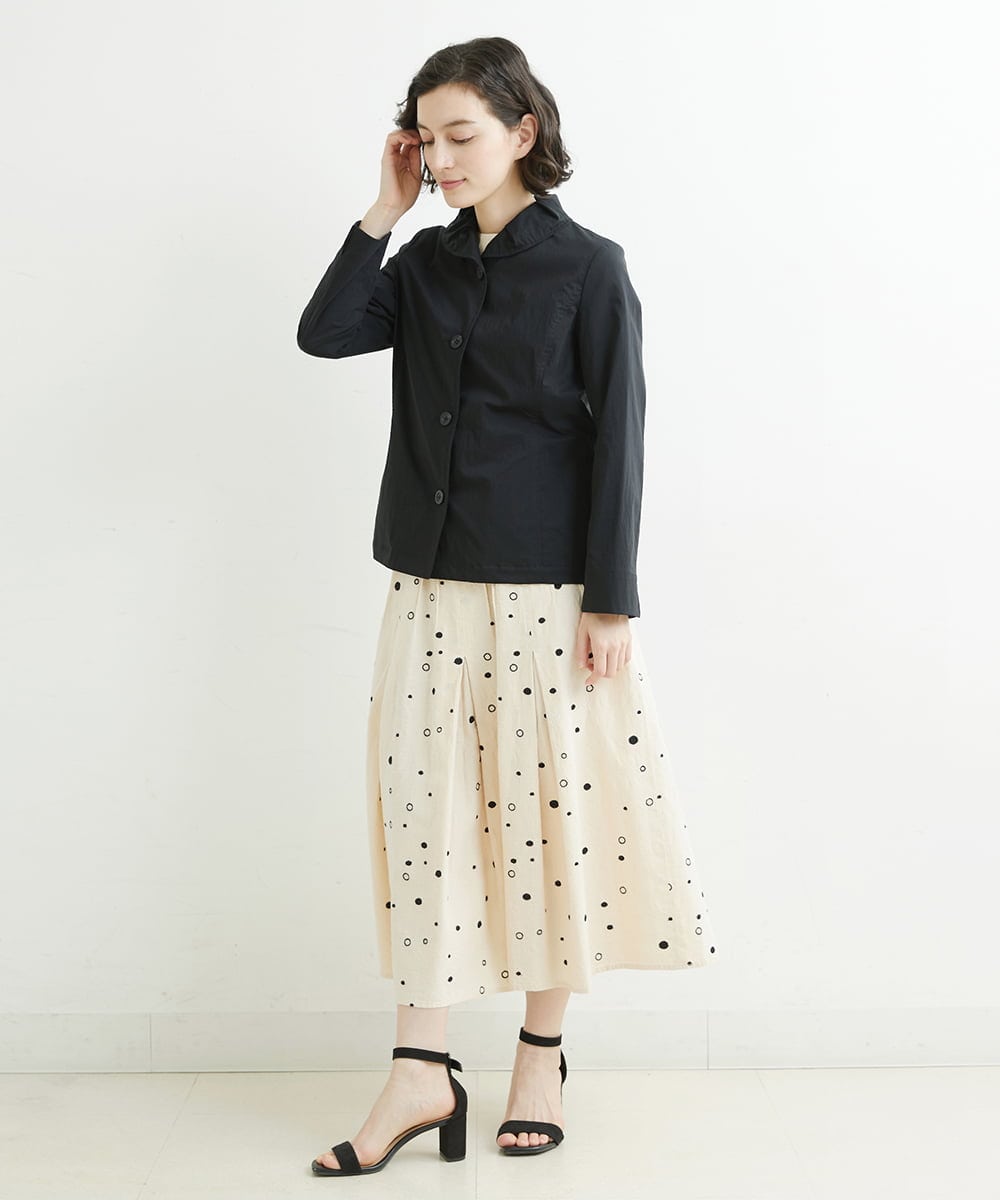 NHHJU81250 GIANNI LO GIUDICE(小さいサイズ)(メゾン ドゥ サンク) [セットアップ対応]スラブコットンドット刺繍タックギャザースカート アイボリー