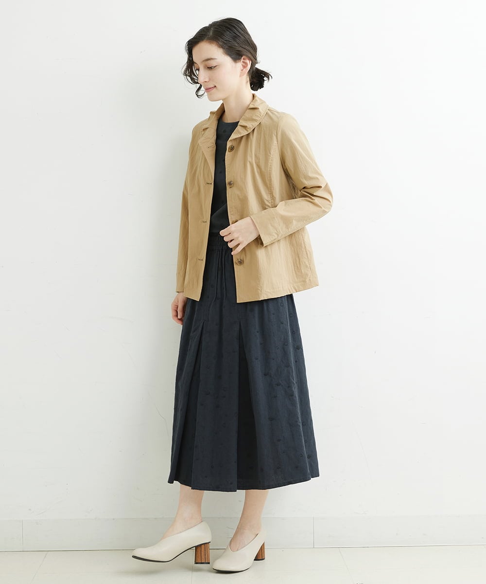 NHHJU81250 GIANNI LO GIUDICE(小さいサイズ)(メゾン ドゥ サンク) [セットアップ対応]スラブコットンドット刺繍タックギャザースカート アイボリー