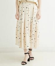 NHHJU81250 GIANNI LO GIUDICE(小さいサイズ)(メゾン ドゥ サンク) [セットアップ対応]スラブコットンドット刺繍タックギャザースカート アイボリー