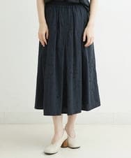 NHHJU81250 GIANNI LO GIUDICE(小さいサイズ)(メゾン ドゥ サンク) [セットアップ対応]スラブコットンドット刺繍タックギャザースカート アイボリー