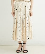 NHHJU81250 GIANNI LO GIUDICE(小さいサイズ)(メゾン ドゥ サンク) [セットアップ対応]スラブコットンドット刺繍タックギャザースカート アイボリー
